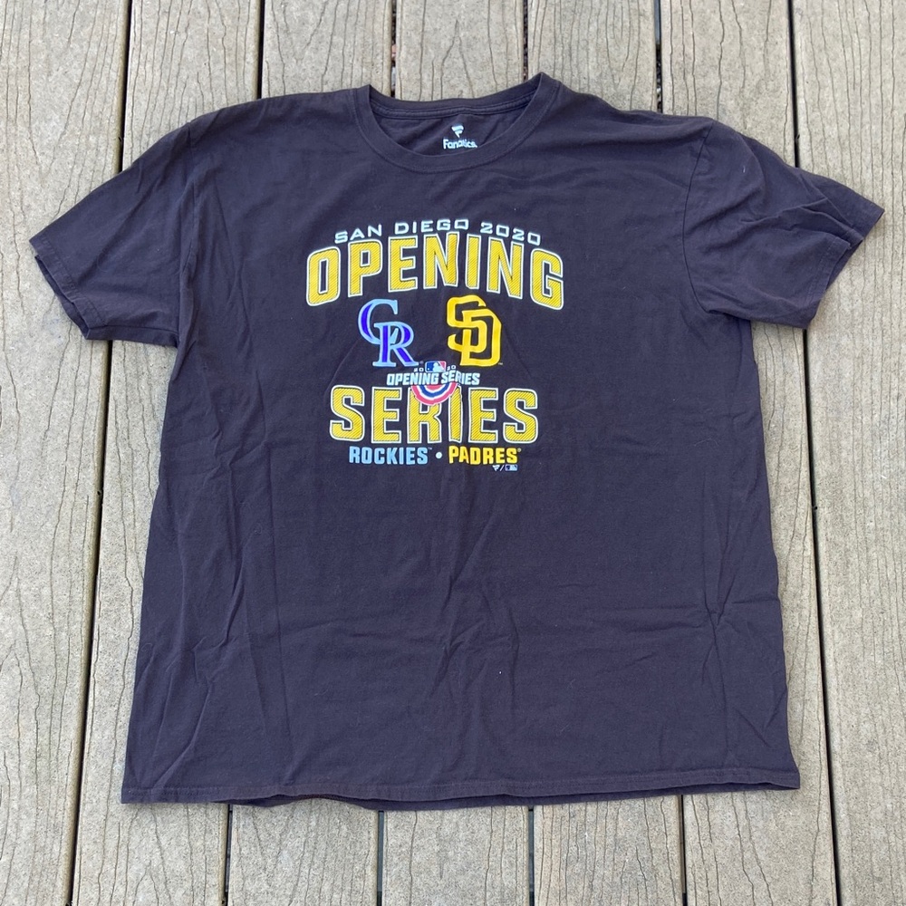 Fanatics Brown San Diego Opening Series T-Shirt MLB Rockies and Padres Size 2XL
